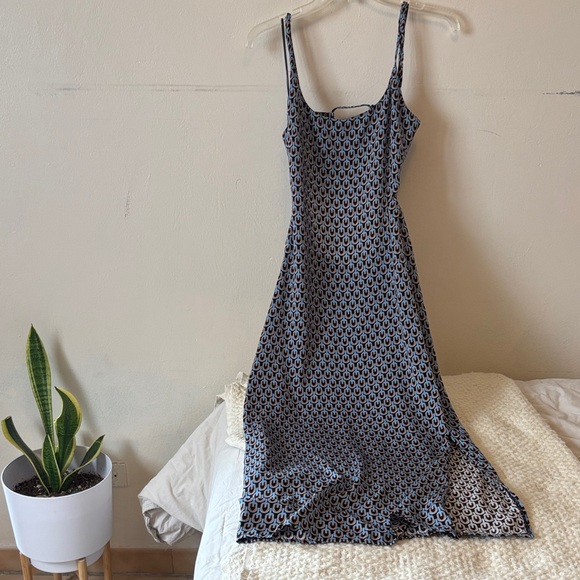 Dresses & Skirts - Patterned Blue Slip Dress with Scoop Neck